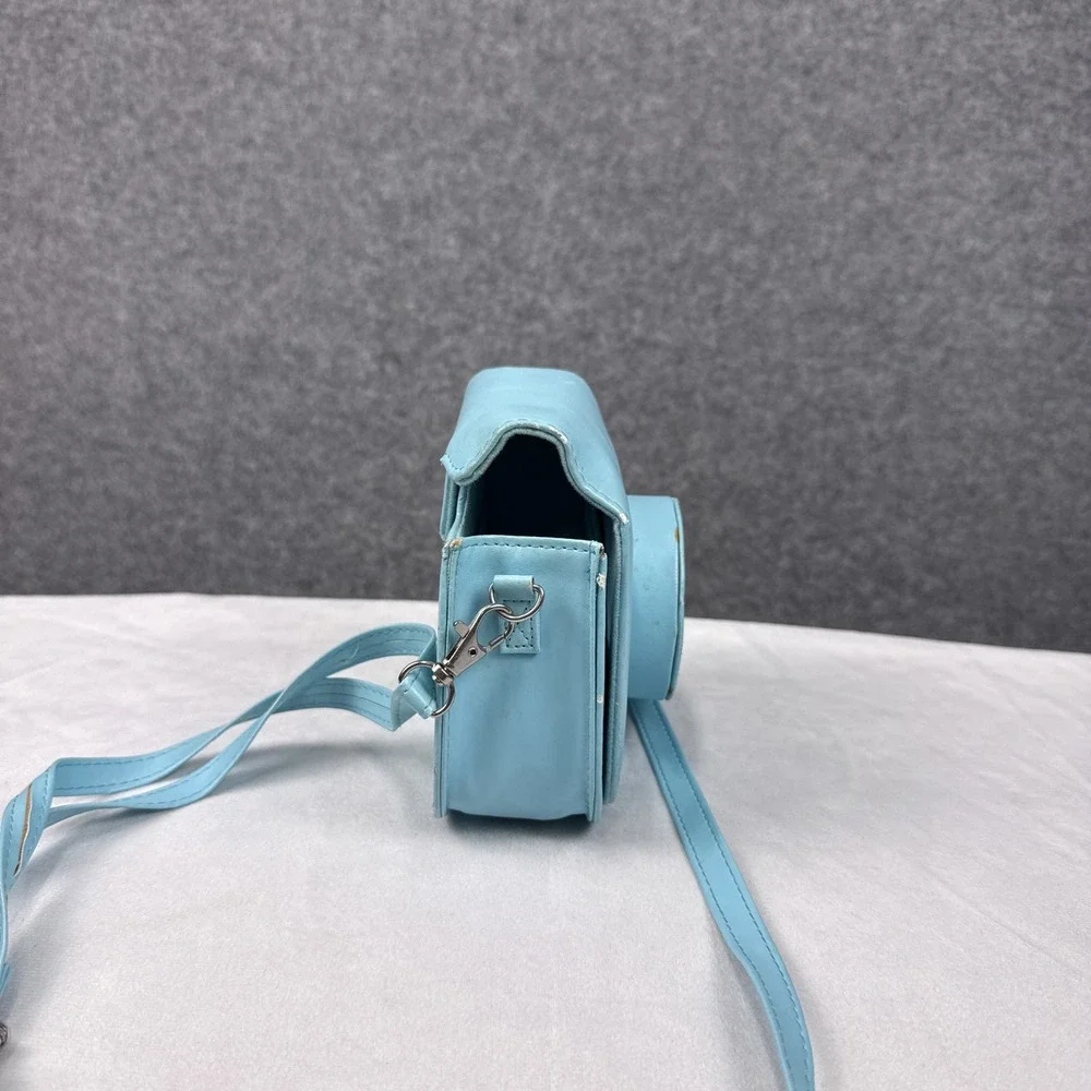 Fujifilm Instax Mini 8 9 Camera Case Faux Leather Light Blue Braided Strap